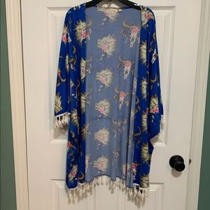 Western print cardigan